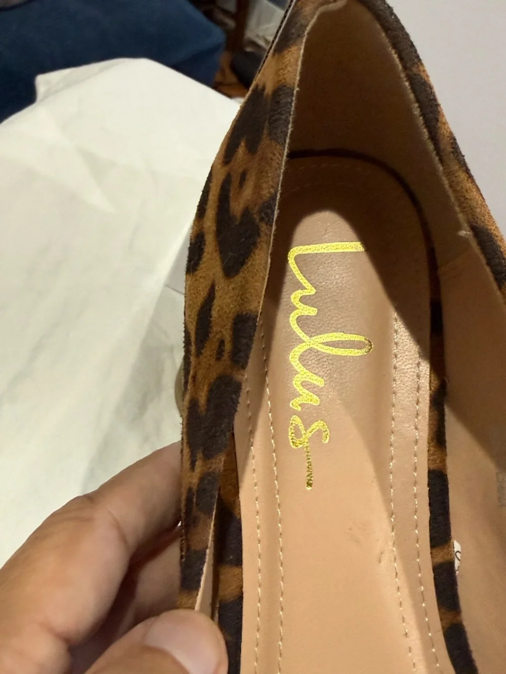 Lulus Alessia Leopard Suede Low Pointed-Toe Heels Size 8.5